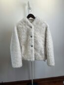 크림 퍼 자켓