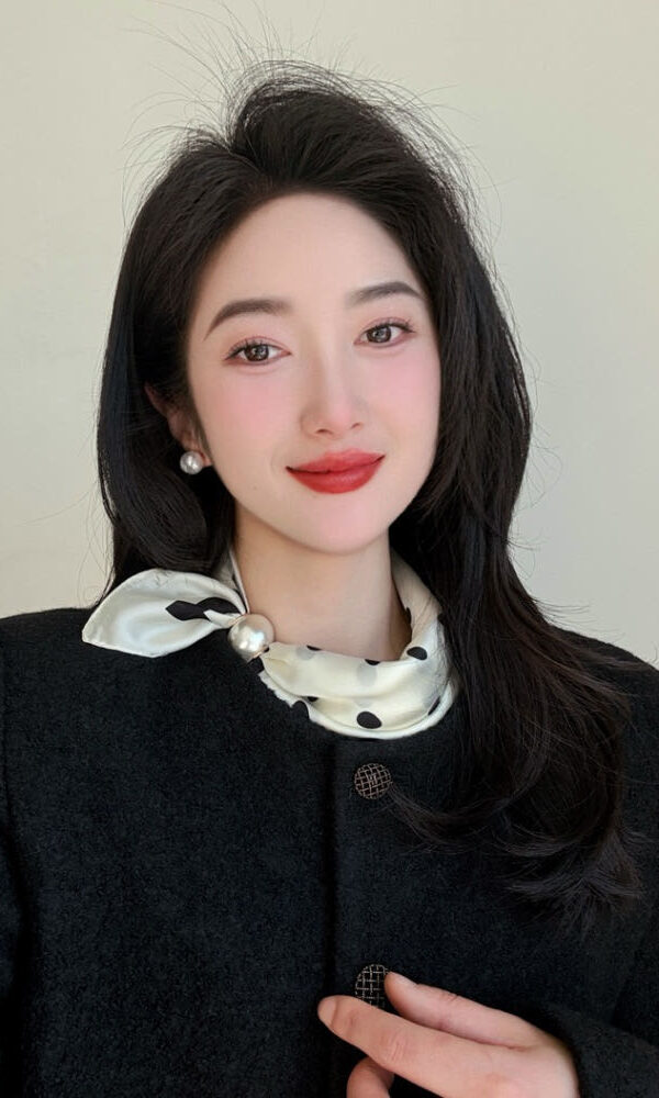 봄 여성 진주 자석 스카프 쁘띠 미니 원터치 머플러