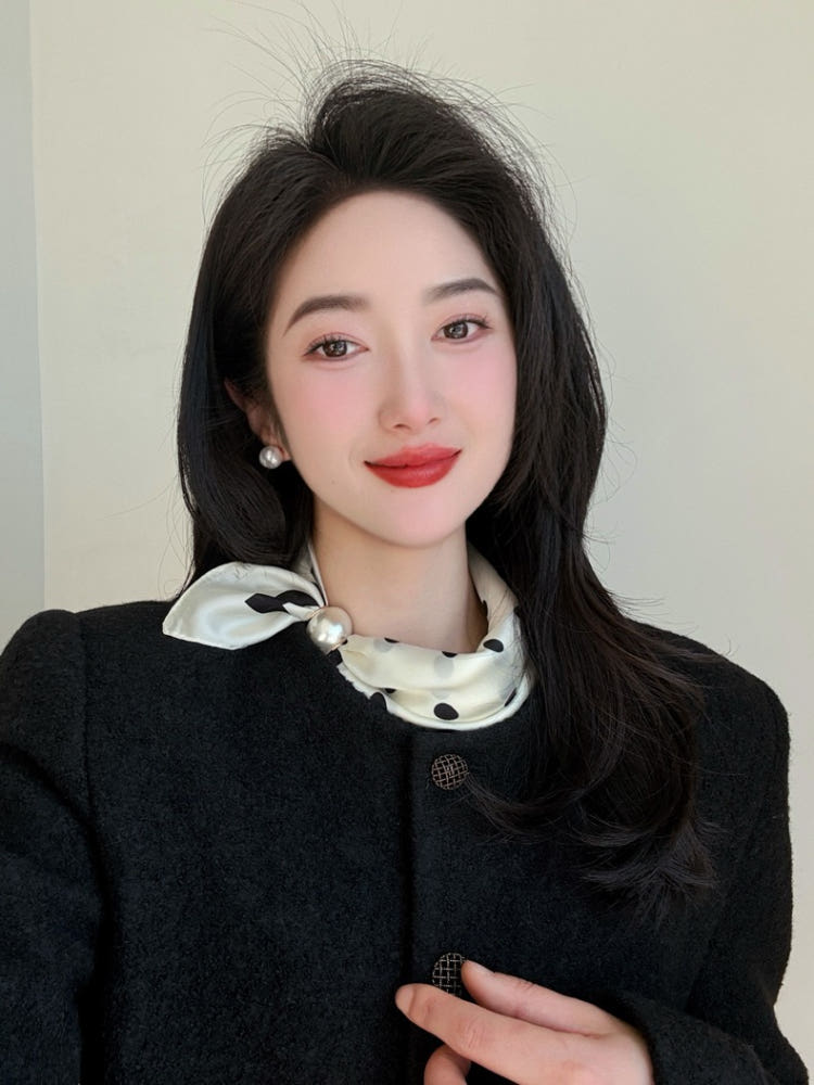 봄 여성 진주 자석 스카프 쁘띠 미니 원터치 머플러