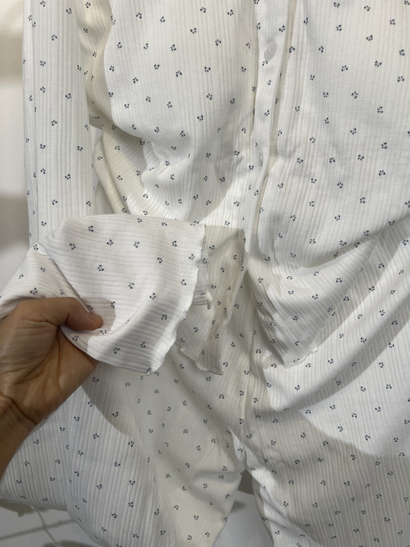 꽃무늬 홈웨어 캡내장 패드내장 순면 파자마 여성 긴팔 잠옷 세트 홈웨어 - 이미지 4