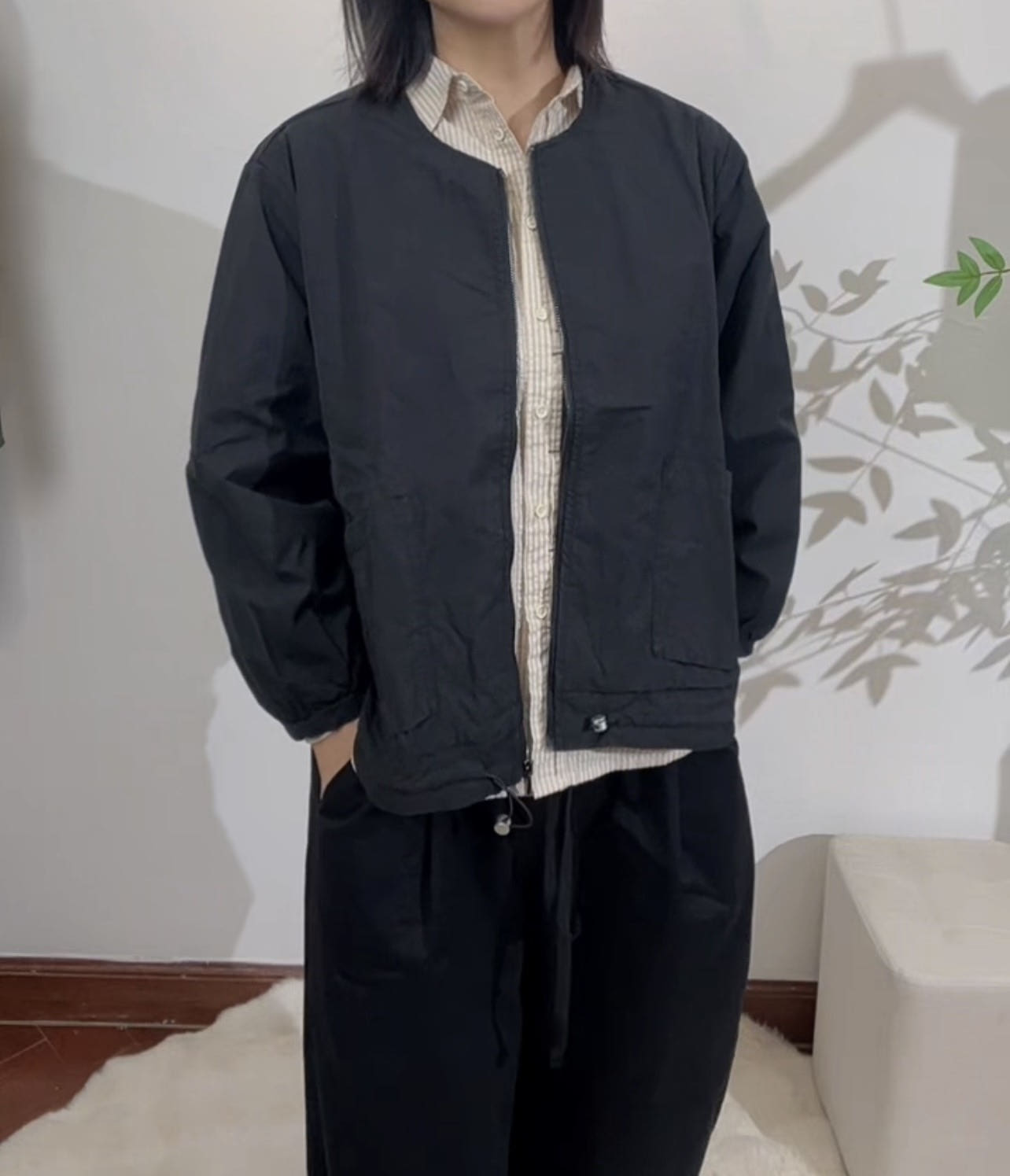 봄 여성 코튼 면야상 밴딩 와이드팬츠 세트 루즈핏 데일리룩 투피스 - 이미지 4