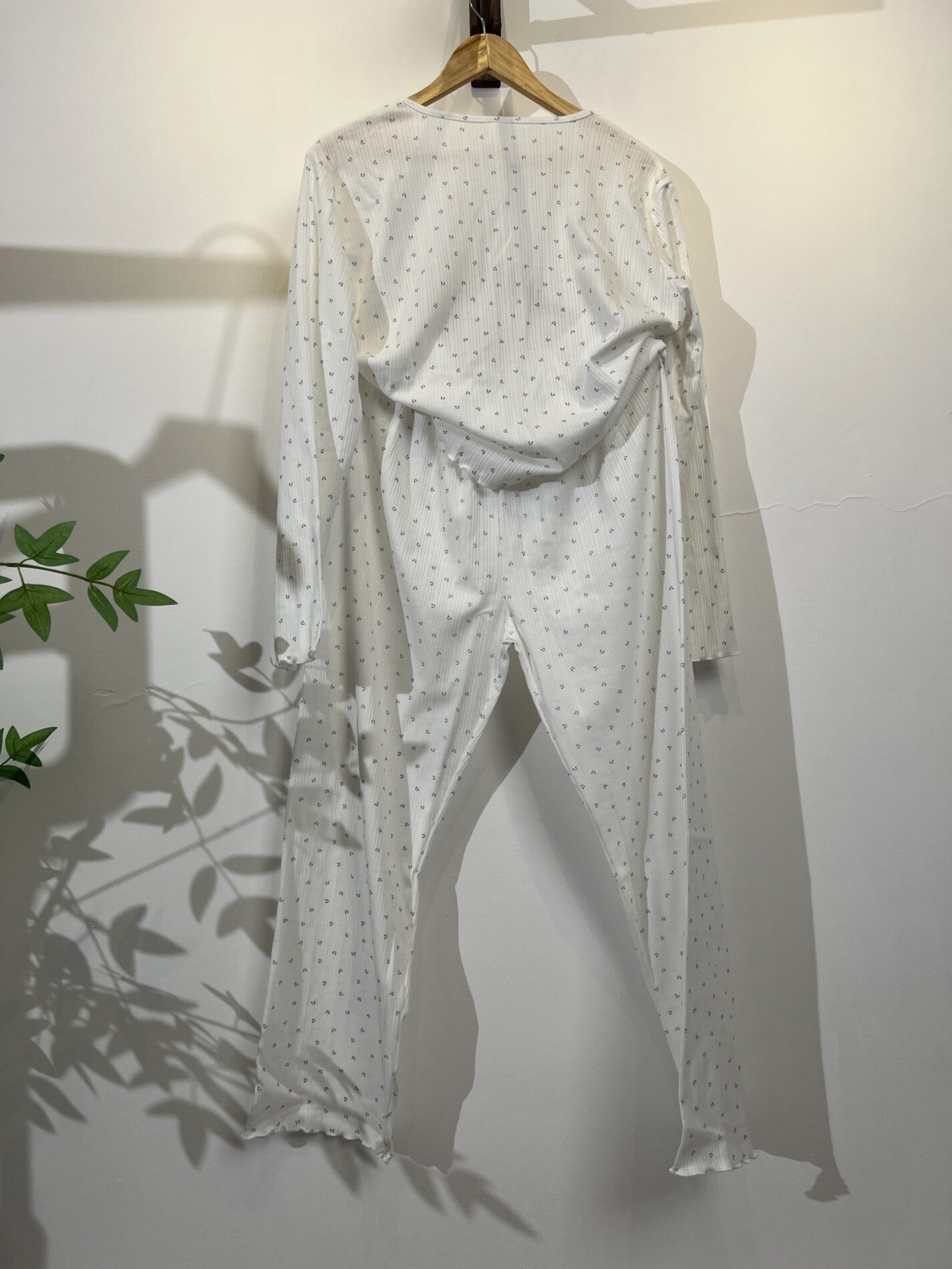 꽃무늬 홈웨어 캡내장 패드내장 순면 파자마 여성 긴팔 잠옷 세트 홈웨어 - 이미지 6